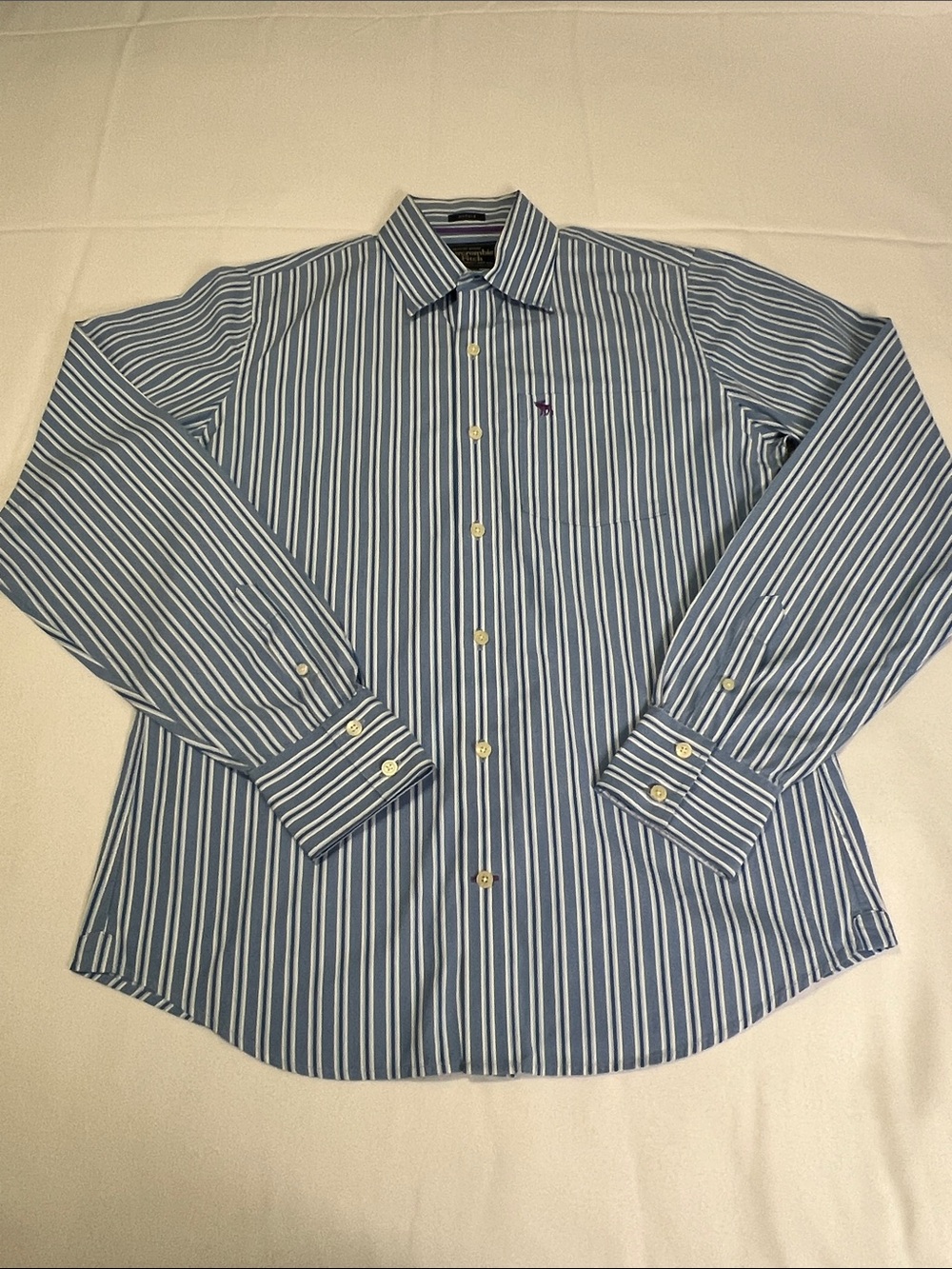 Abercrombie & Fitch Blue and White Vertical Stripe Dress Shirt